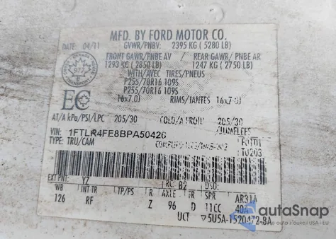 2011 Ford Ranger Sport from USA, damaged, VIN 1FTLR4FE8BPA50426